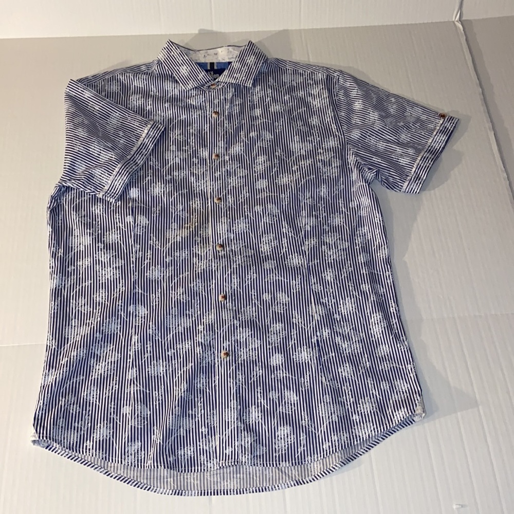 Billy London Men’s Short Sleeve Slim Fit Large Button Up Floral Print Shirt